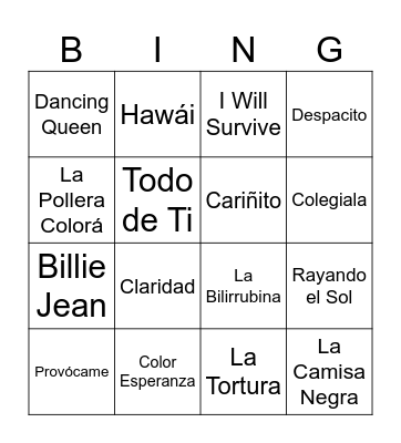 Bingo musical Bingo Card