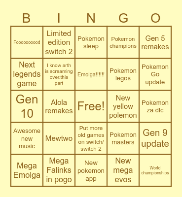 Pokemon Day 2026 Bingo Card