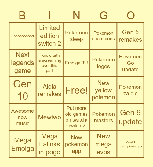 Pokemon Day 2026 Bingo Card