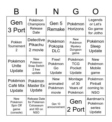 Pokémon Presents 02/27/2026 Bingo Card