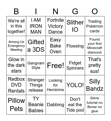 2000s Bingo! Bingo Card