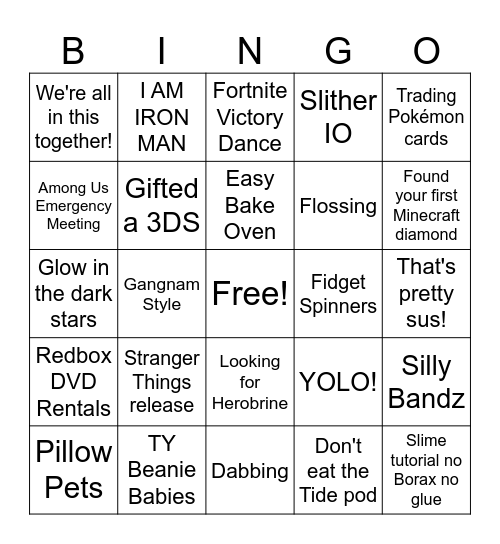 2000s Bingo! Bingo Card