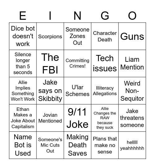 GenERIT Bingo Card
