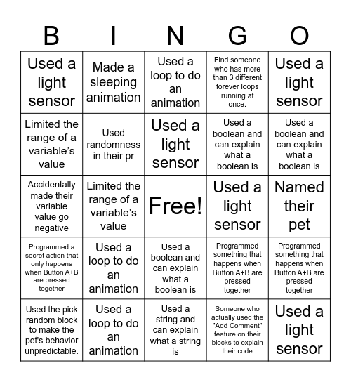 Pet Simulator Bingo Card