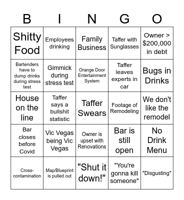 Bar Rescue Bingo Card