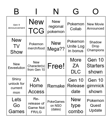 Pokemon Day 2026 Bingo Card