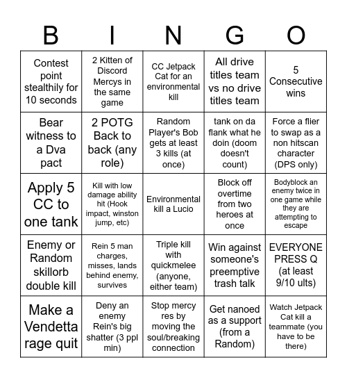 Overwatch Bingo Card