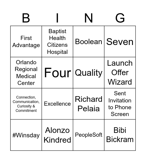 TA Bingo Card