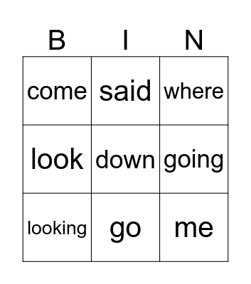 Super Word Girl! Bingo Card
