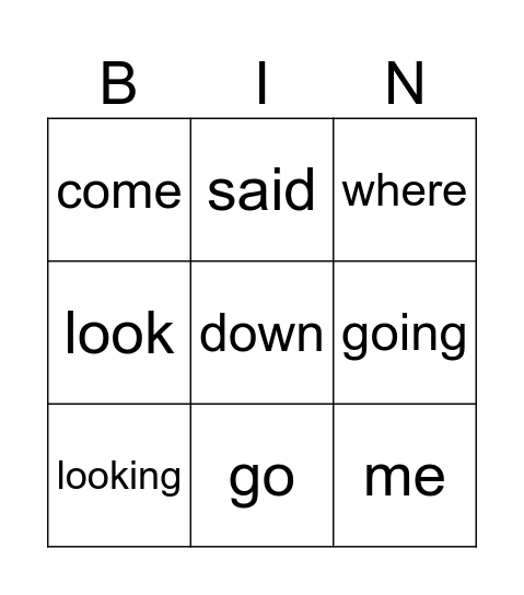 Super Word Girl! Bingo Card