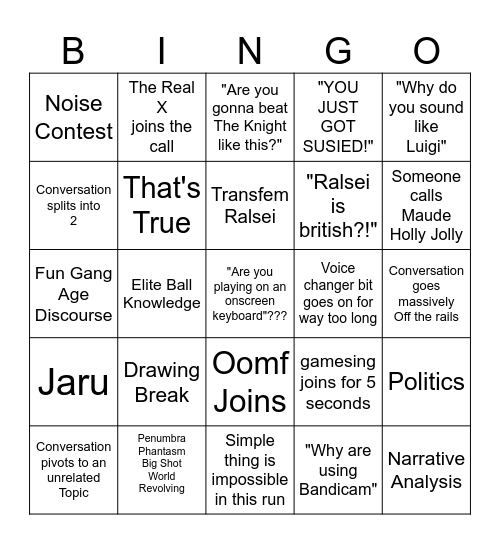DELTARUNE ON SCREEN KEYBOARD % Bingo Card