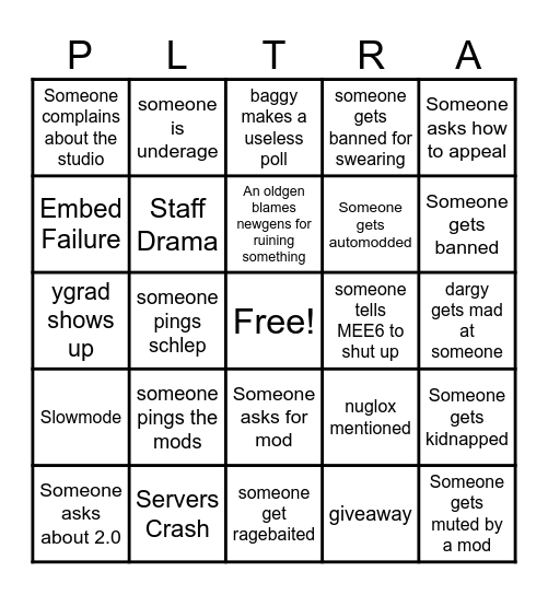 Polytoria Bingo Card