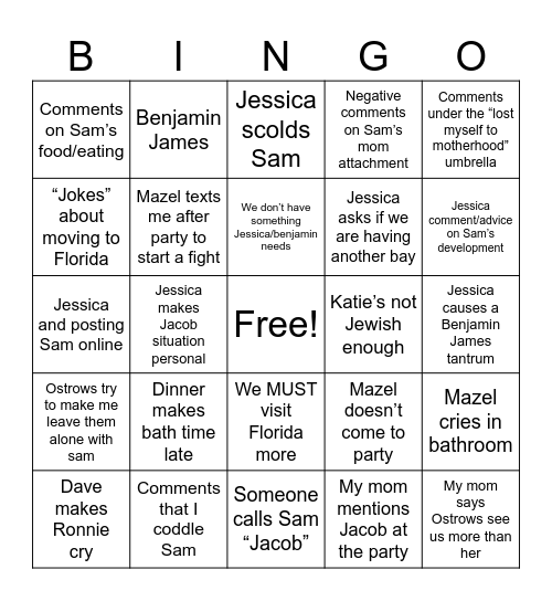 Triple Shoveled Bingo Card