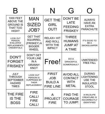 A FIRE CALLED JEREMIAH Bingo Card