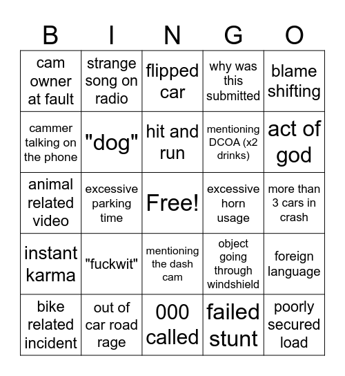 DCOA BINGO Card