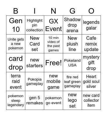 Pokémon's 30th Anniversary Bingo Card