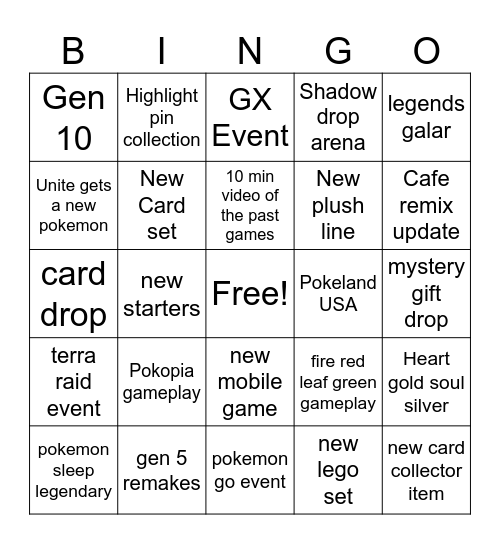 Pokémon's 30th Anniversary Bingo Card