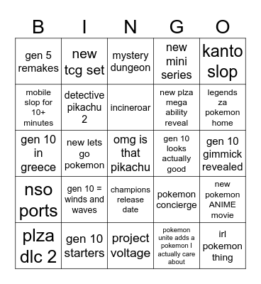 Pokemon Day Presents 2026 Bingo Card