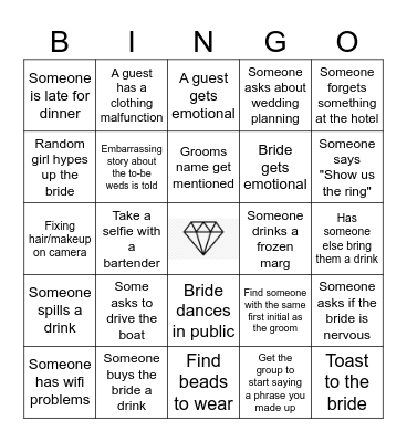 Virtual Bachelorette Bingo Card