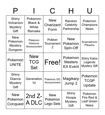 Pokemon Presents 2026 Bingo Card