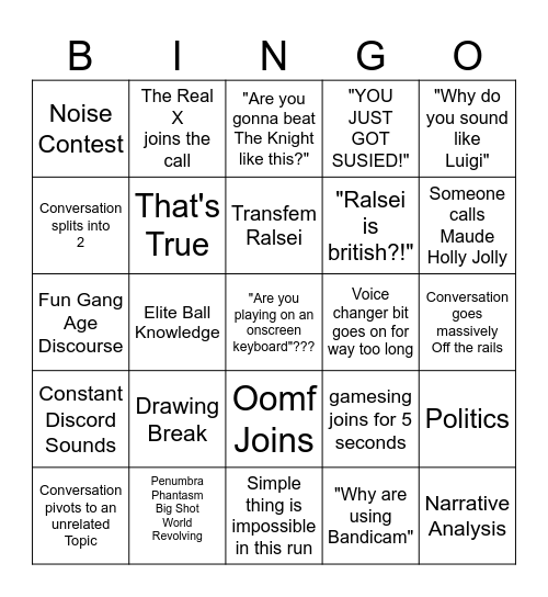 DELTARUNE ON SCREEN KEYBOARD % Bingo Card