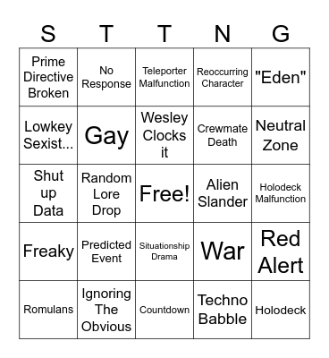 Star Trek TNG Bingo Card