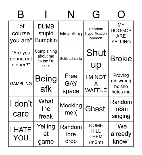 Stupid gambler Bingo Card