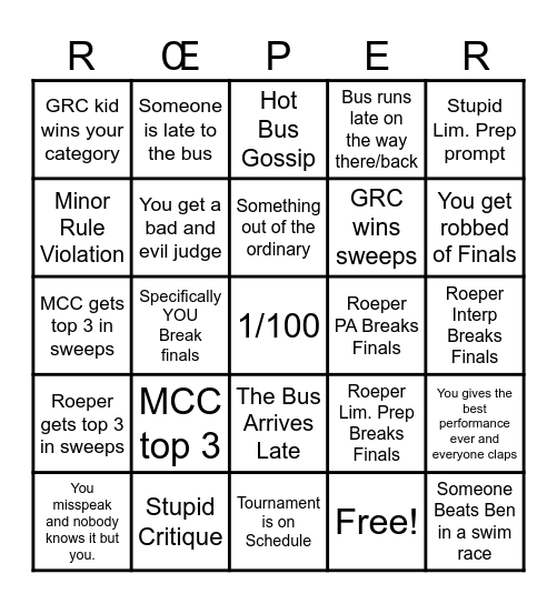 Forensics Bingo Card