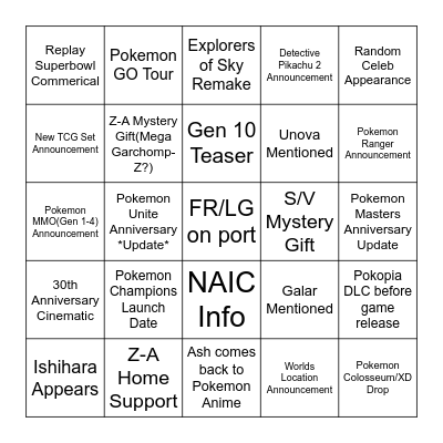 Pokemon Day 2026 Bingo Card