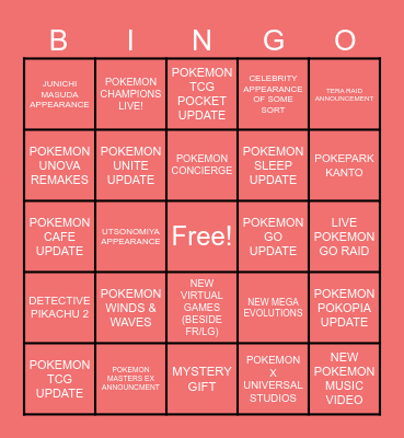 OSLO'S POKEMON DAY DIRECT 2026 Bingo Card