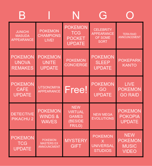 OSLO'S POKEMON DAY DIRECT 2026 Bingo Card
