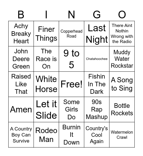 Bingo Country Bingo Card