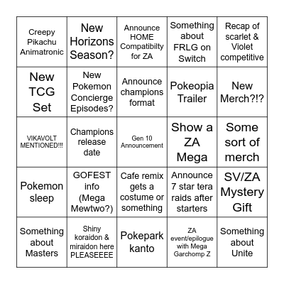 POKEMON DAY 2026 PREDICTIONS Bingo Card