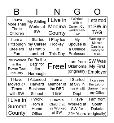 CBU Leadership Bingo Card