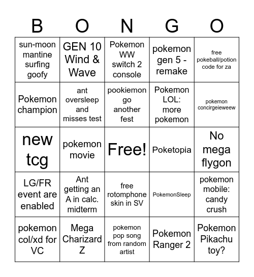 Pokemon Day 2026 Bingo Card