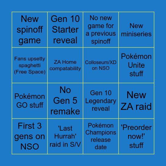 Pokémon Presents 26/2 Bingo Card