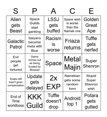 Space Bingo Card