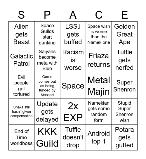 Space Bingo Card