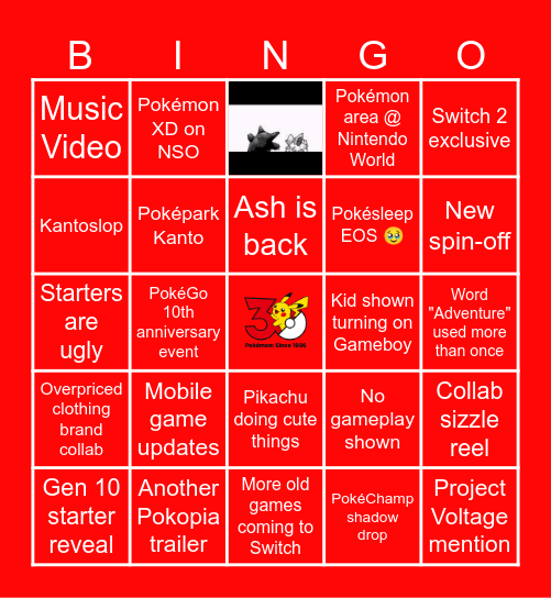 Pokémon Presents 2/2026 / Gen 10 Bingo Card