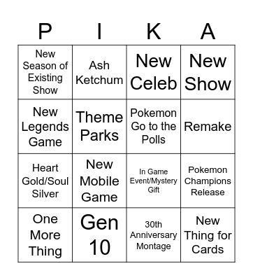 Pokemon Day 2026 Bingo Card