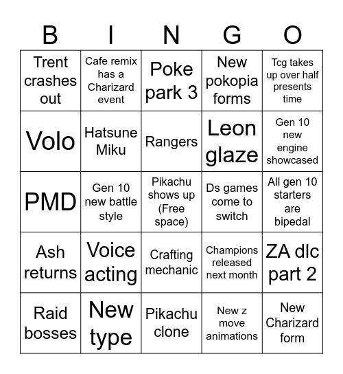 Pokemon 30th bingo Card