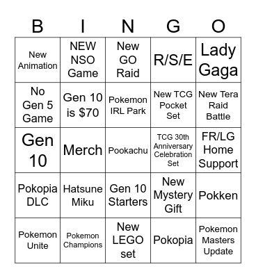 Pokemon Day 2026 Bingo Card