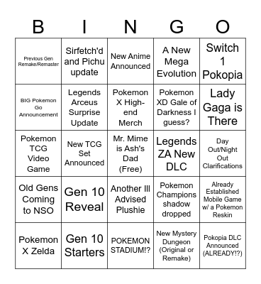 PokeBingo 2026 Bingo Card