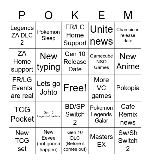 Pokemon Day 2026 Bingo Card