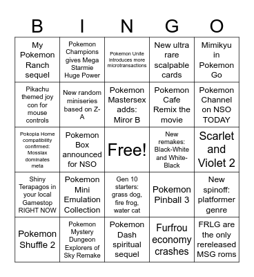 Pokemon 30th Anniversary Bingo Card