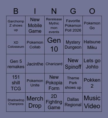 Pokemon Day Bingo Card