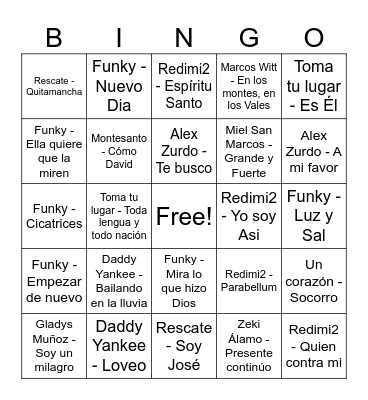 Bingo Musical Bingo Card