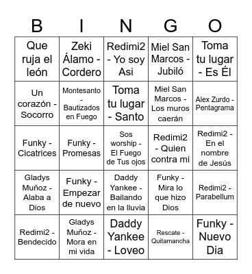 Bingo Musical Bingo Card
