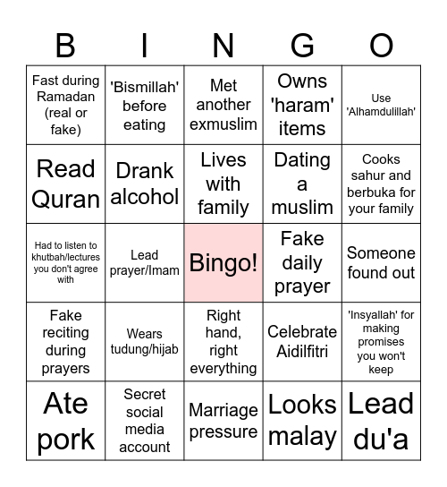 Malaysian Exmuslim Bingo Card