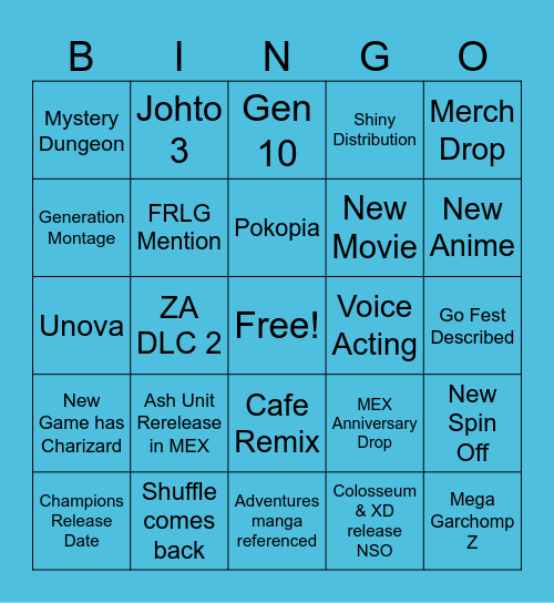 Pokemon Day 2026 Bingo Card